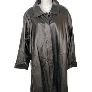Comint  Black Genuine Leather Long Trench Coat Duster  Mens  silent Bob biker